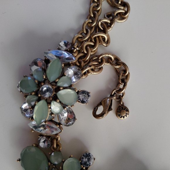 J.Crew Light Green Gemstone w/ Crystal Necklace - Picture 2 of 2